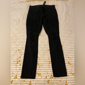 Pacsun Black Stacked Skinny Distressed Jeans, Size 34X32